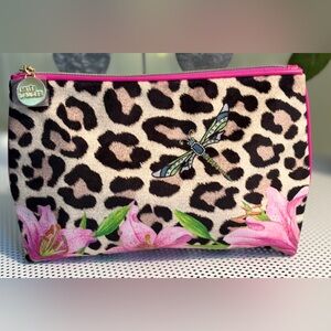 Estee Lauder Leopard Print Pouch with Pink Trim